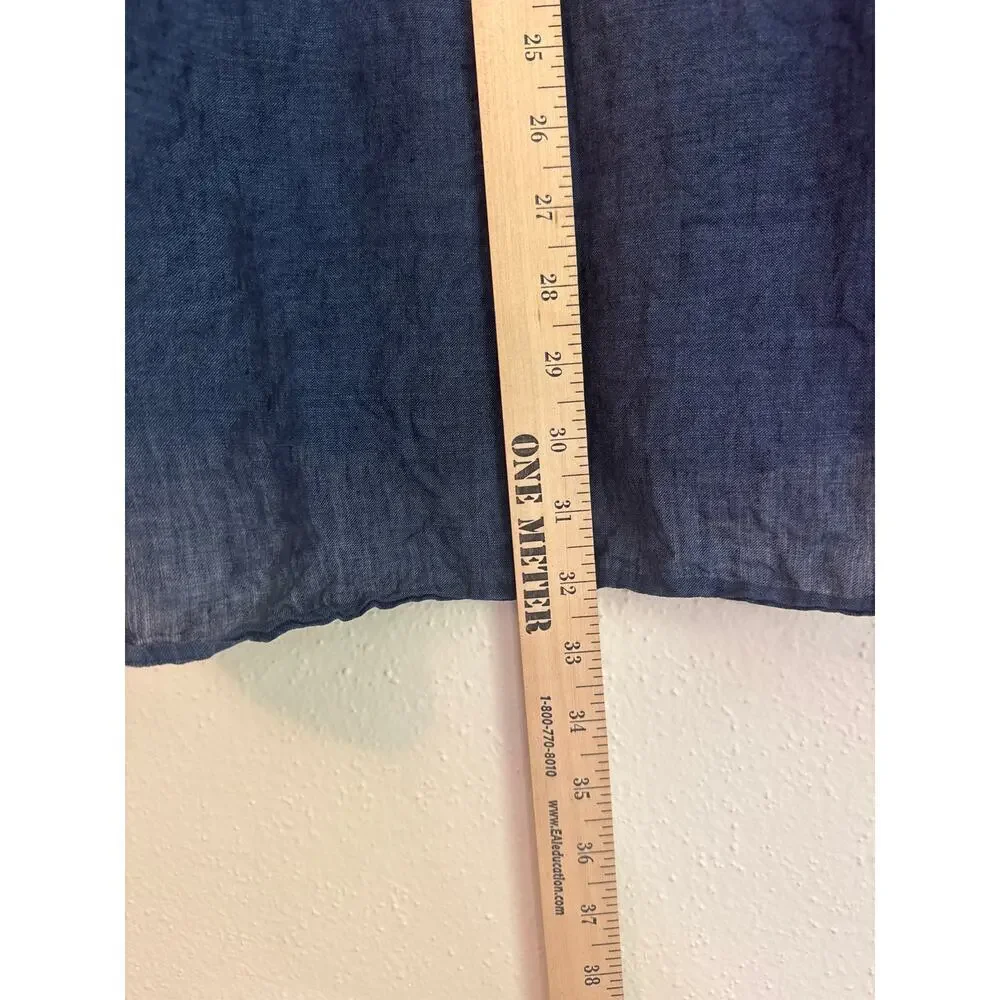 Hickey Freeman Men's Long Sleeve Dark Blue 100% Linen Button Up Shirt Size Large - Picture 8 of 10